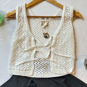 Hippie Rose Cream Knit Women's Vest